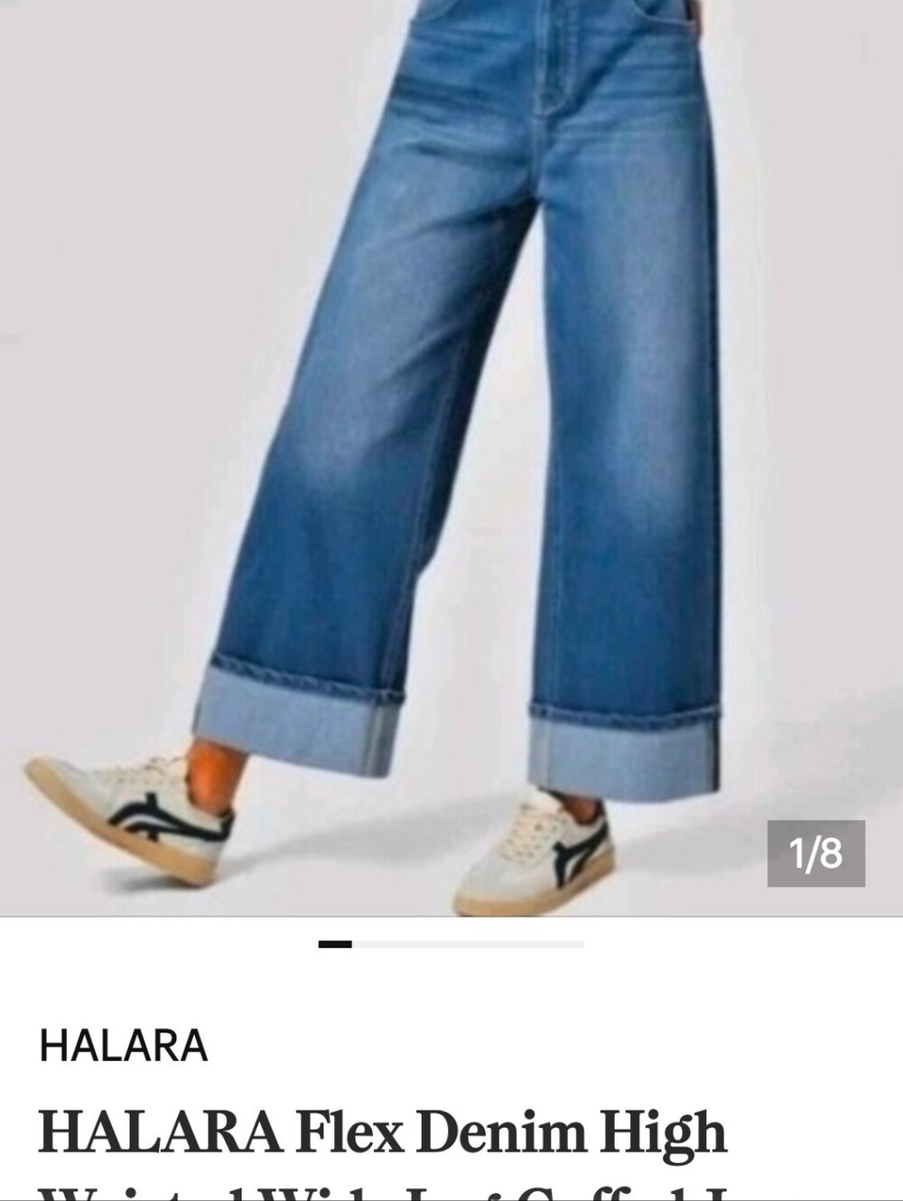 NWOT HALARA Wide Leg Cuffed Denim Jeans - Blue L